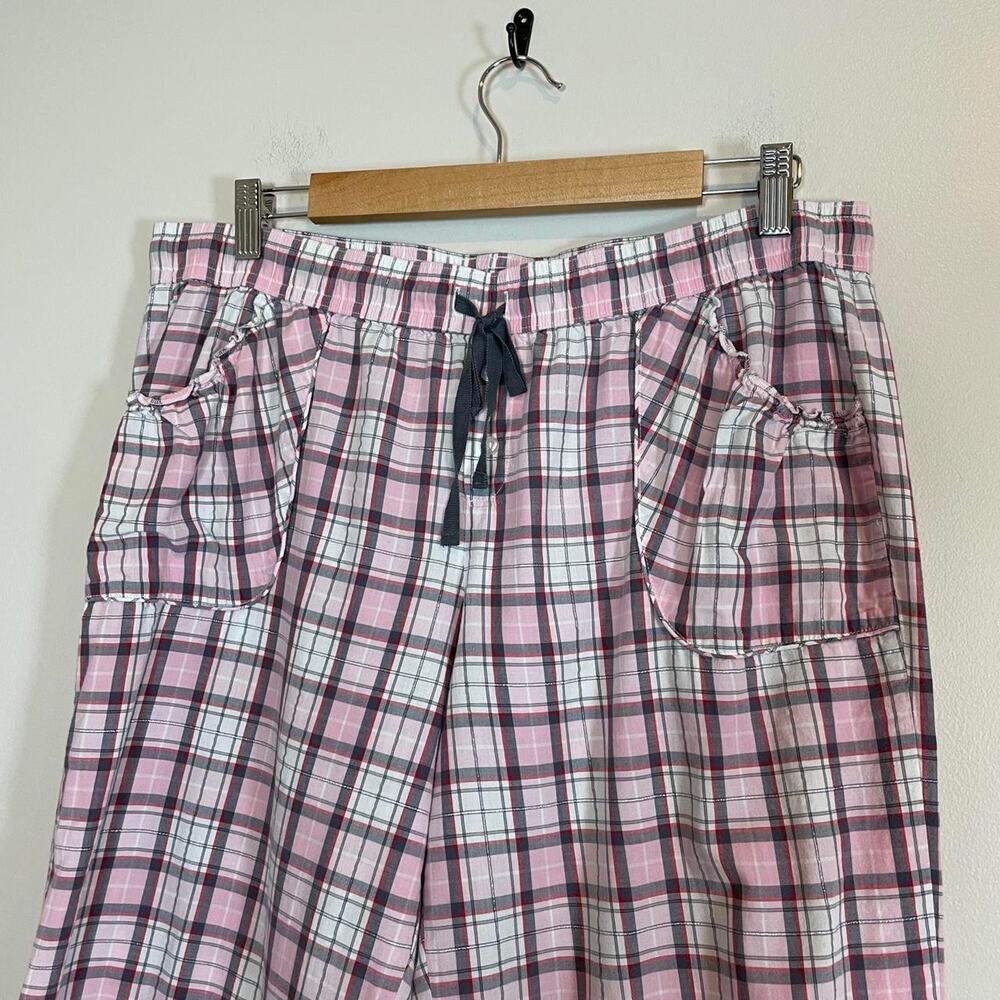 Victoria's Secret Large Pink Gray Plaid Women’s Sleep Pajama Pants elastic waist